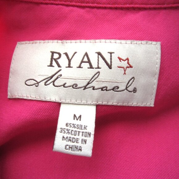 Ryan Michael Pink Women Size M Long Sleeve Snap Button Silk Shirt Top Western - Picture 14 of 14